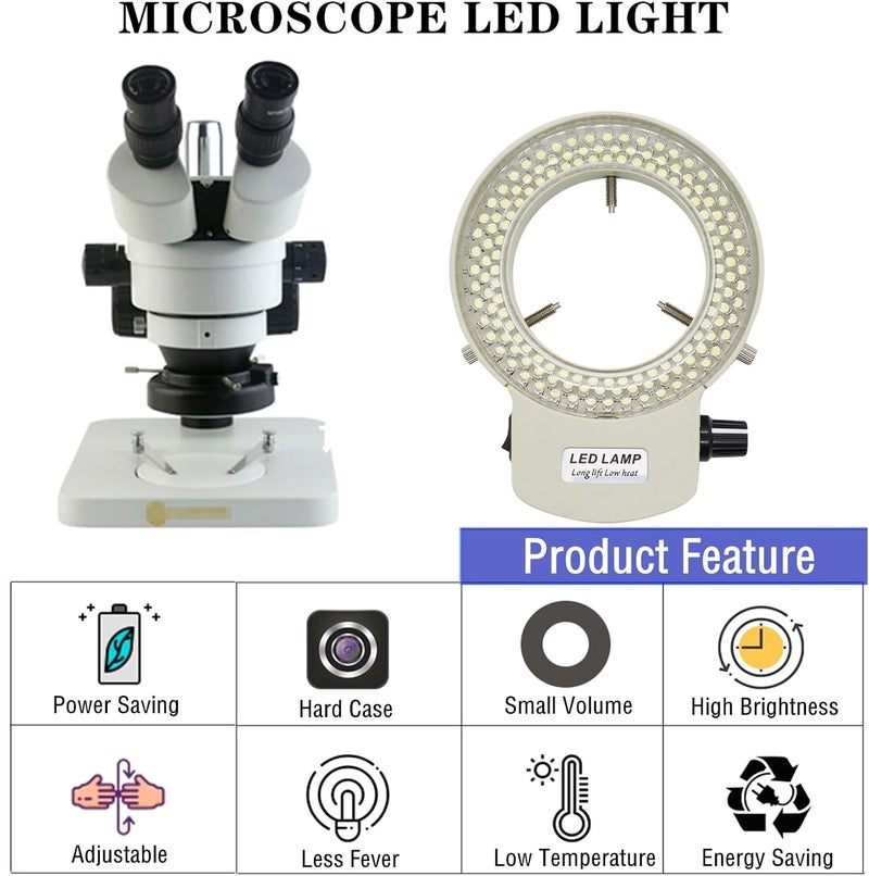 MeYouRow.C Microscope Ring Light, Light LED 144B-ZK Illuminator for lab Stereo/Camera/Monocular Binocular Trinocular Lens (White) - Image 5